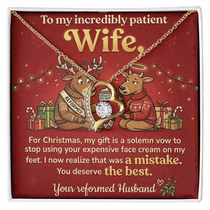 To My Wife Necklace From Husband, Funny Christmas Gift for Her, Holiday Present, You Deserve The Best - Love Knot Necklace-LKN77850