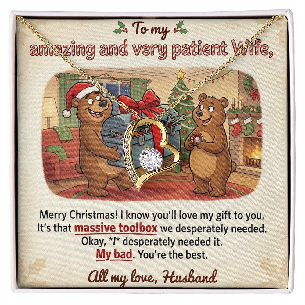 To My Wife Necklace From Husband - Funny Christmas Gift For Her, My Bad Toolbox Joke - Love Knot Necklace-LKN83749