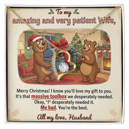 To My Wife Necklace From Husband - Funny Christmas Gift For Her, My Bad Toolbox Joke - Love Knot Necklace-LKN83749