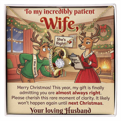 To My Wife Necklace From Husband, Funny Christmas Gift For Her, Admitting You're Right - Love Knot Necklace-LKN11928