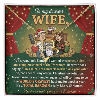 To My Wife Necklace From Husband, Funny Christmas Gift Idea, Holiday Present for Her - Love Knot Necklace-LKN30710