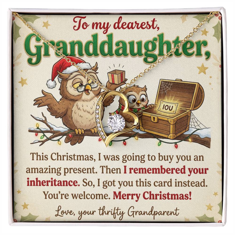 To My Granddaughter Necklace From Grandparent - Funny Christmas Gift, Thrifty Grandparent Inheritance Joke, Love Knot Necklace-LKN22401