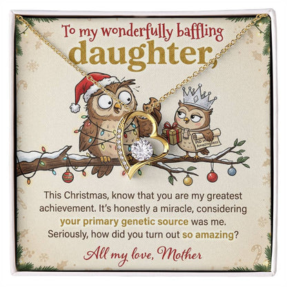 To My Daughter Necklace From Mother, Funny Christmas Gift for an Amazing Daughter, Love Knot Necklace-LKN86018
