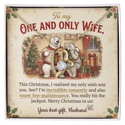 To My One and Only Wife Necklace From Husband, Funny Christmas Gift for Her, Romantic Wife Present, Love Knot Necklace-LKN15984