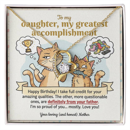 To My Daughter Necklace From Mother, Happy Birthday Gift, Gift For Daughter From Mom, Mother Daughter Present, Love Knot Necklace-LKN54153