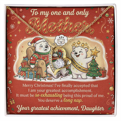 To My Mother Necklace From Daughter, Funny Christmas Gift for Mom, Birthday Present - Love Knot Necklace-LKN12082