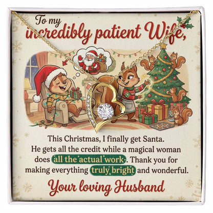 To My Wife Necklace From Husband, Funny Christmas Gift For Her, Xmas Present, Holiday Gift For Wife, Love Knot Necklace-LKN80474