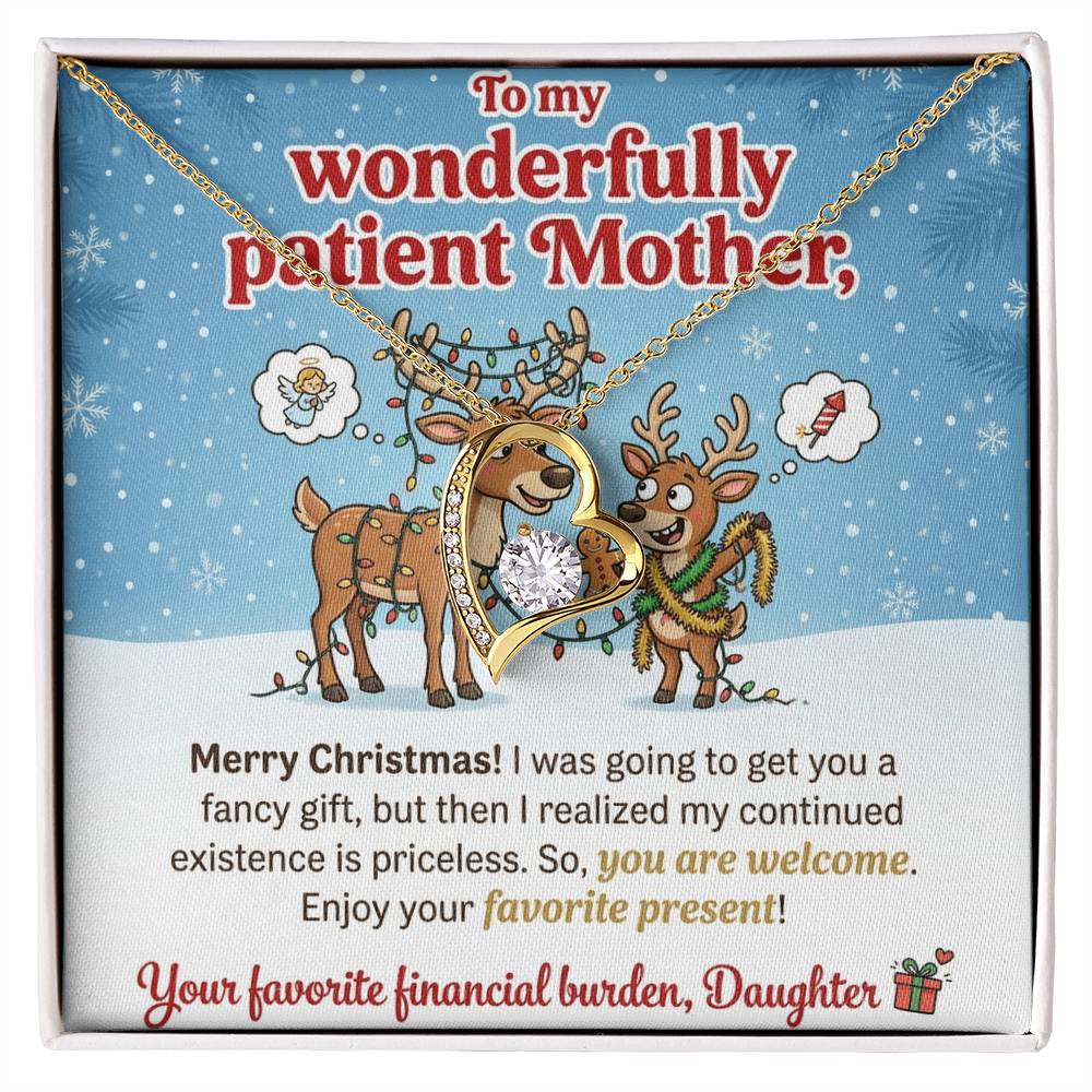 To My Mother Necklace From Daughter, Funny Christmas Gift For Mom, Holiday Present, Favorite Financial Burden - Love Knot Necklace-LKN97710