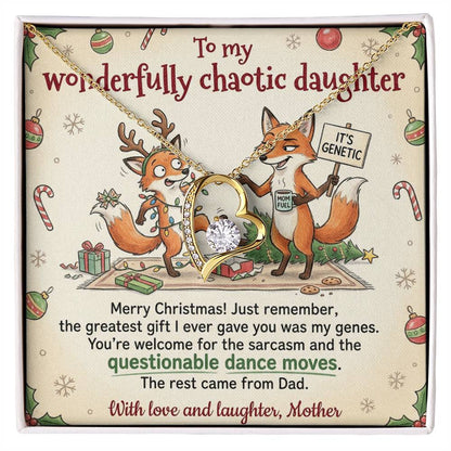 To My Daughter Necklace From Mother, Funny Christmas Gift for Daughter, Daughter Christmas Present, Love Knot Necklace-LKN63275