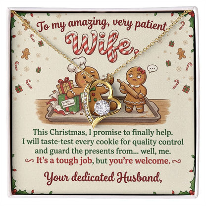 To My Wife Necklace From Husband, Funny Christmas Gift For Her, Holiday Xmas Present For Wife - Love Knot Necklace-LKN23024