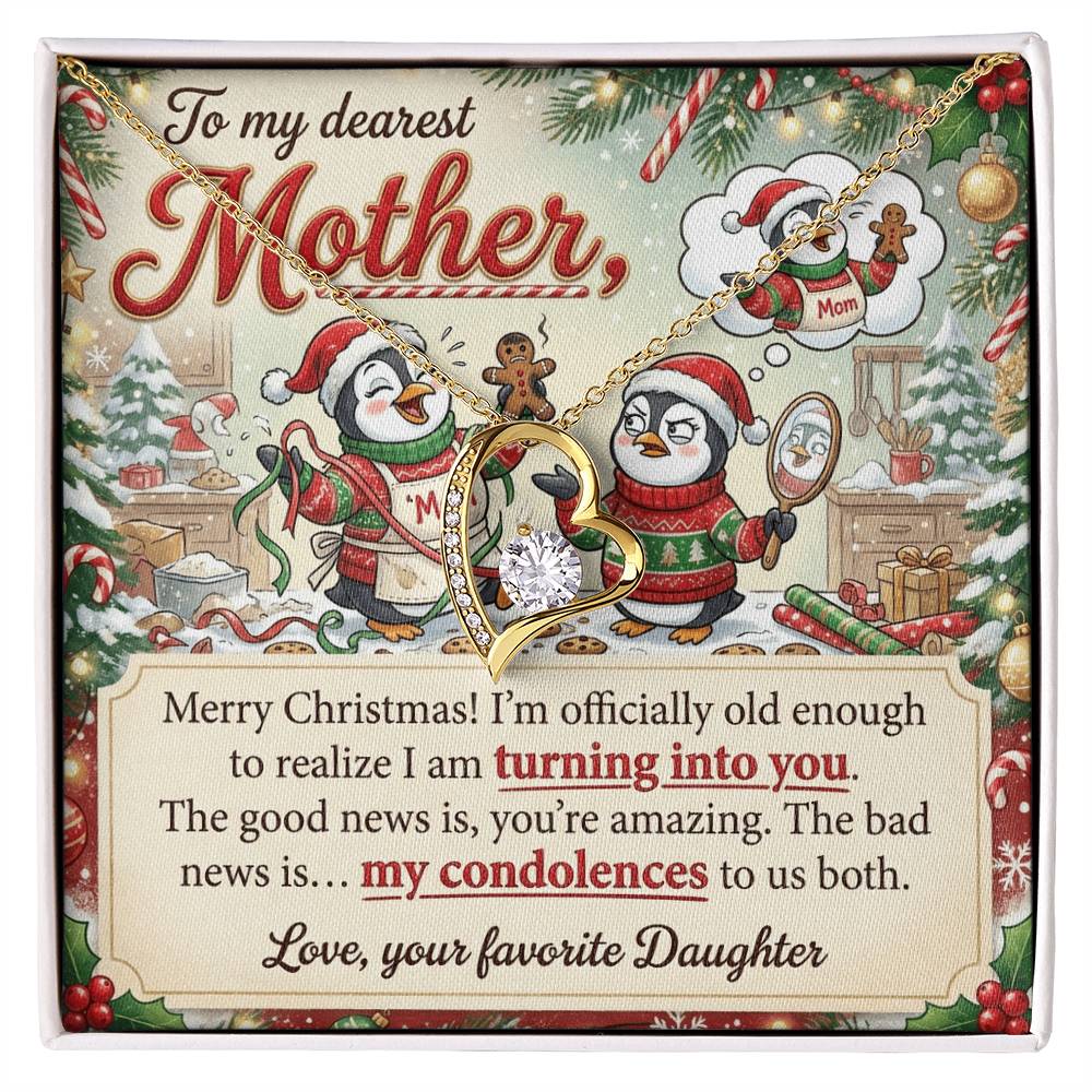 To My Mother Necklace From Daughter, Funny Christmas Gift For Mom, Mom Birthday Gift, Turning Into You - Love Knot Necklace-LKN95163