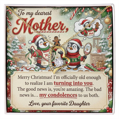 To My Mother Necklace From Daughter, Funny Christmas Gift For Mom, Mom Birthday Gift, Turning Into You - Love Knot Necklace-LKN95163