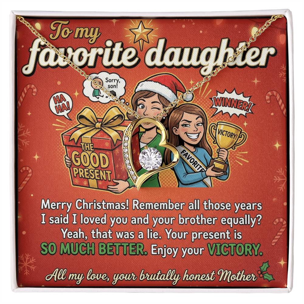 To My Daughter Necklace From Mother, Funny Christmas Gift, Favorite Daughter Holiday Present - Love Knot Necklace-LKN30773