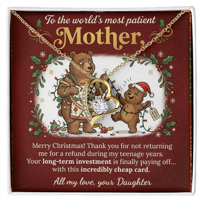 To My Mother Necklace From Daughter, Funny Christmas Gift for Mom, Mother Daughter Jewelry - Love Knot Necklace-LKN38433