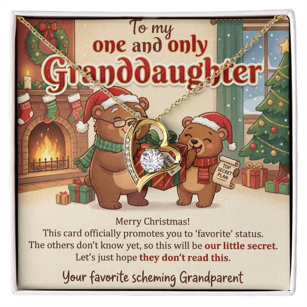 To My Granddaughter Necklace From Grandparent, Favorite Granddaughter Christmas Gift, Holiday Present for Her - Love Knot Necklace-LKN97259