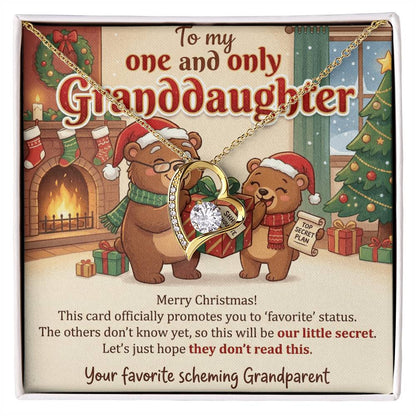 To My Granddaughter Necklace From Grandparent, Favorite Granddaughter Christmas Gift, Holiday Present for Her - Love Knot Necklace-LKN97259