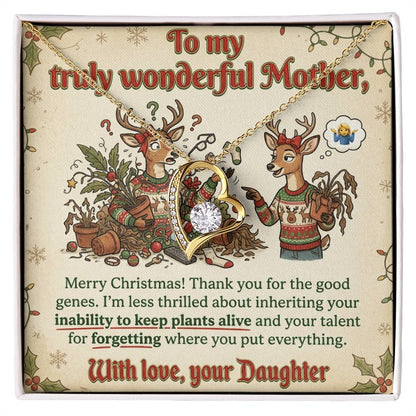 To My Mother Necklace From Daughter, Funny Christmas Gift For Mom, Xmas Present For Her, Love Knot Necklace-LKN53783