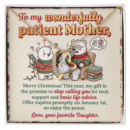 To My Mother Necklace From Daughter, Funny Christmas Gift For Mom, Holiday Gift For Patient Mother - Love Knot Necklace-LKN41986