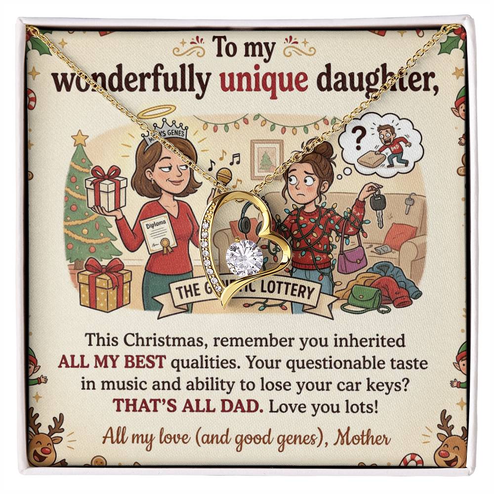 To My Daughter Necklace From Mother, Funny Christmas Gift For Daughter From Mom, Unique Birthday Gift - Love Knot Necklace-LKN19665