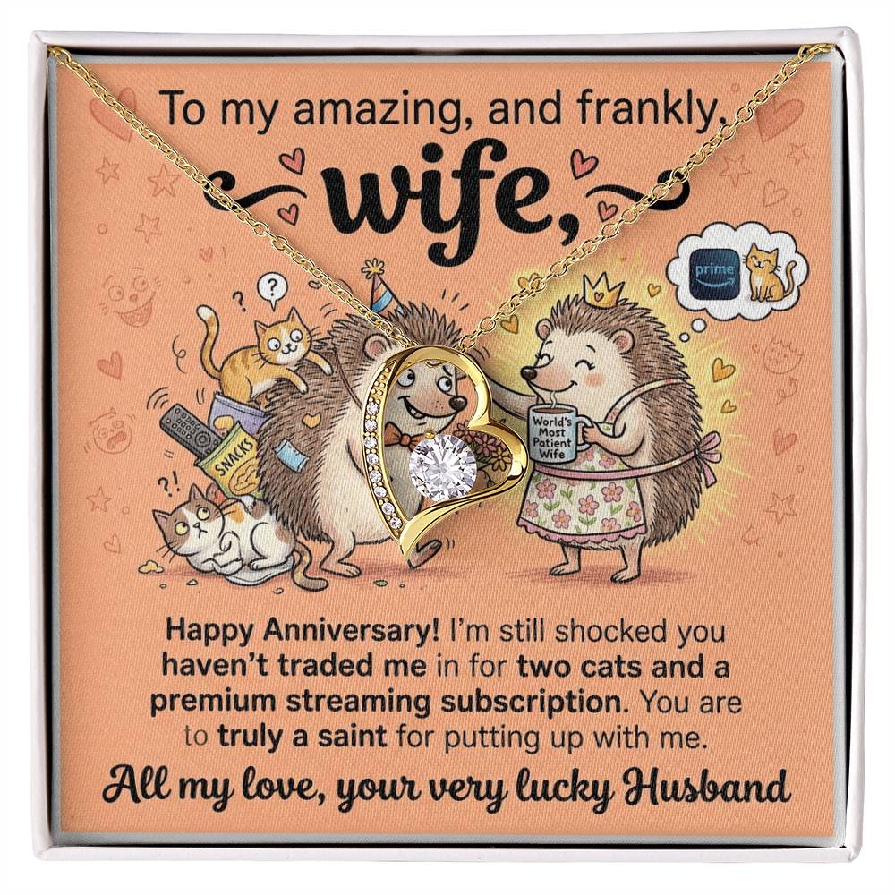 To My Wife Necklace From Husband, Happy Anniversary Gift for Wife, Funny Cat Themed Jewelry Gift, Love Knot Necklace-LKN90364