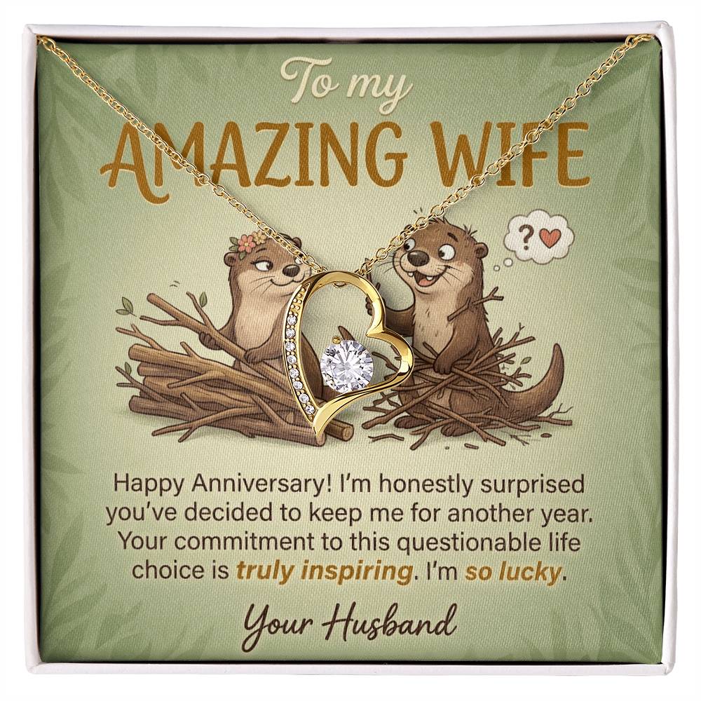 To My Wife Necklace From Husband, Funny Anniversary Gift For Her, I'm So Lucky - Love Knot Necklace-LKN13584