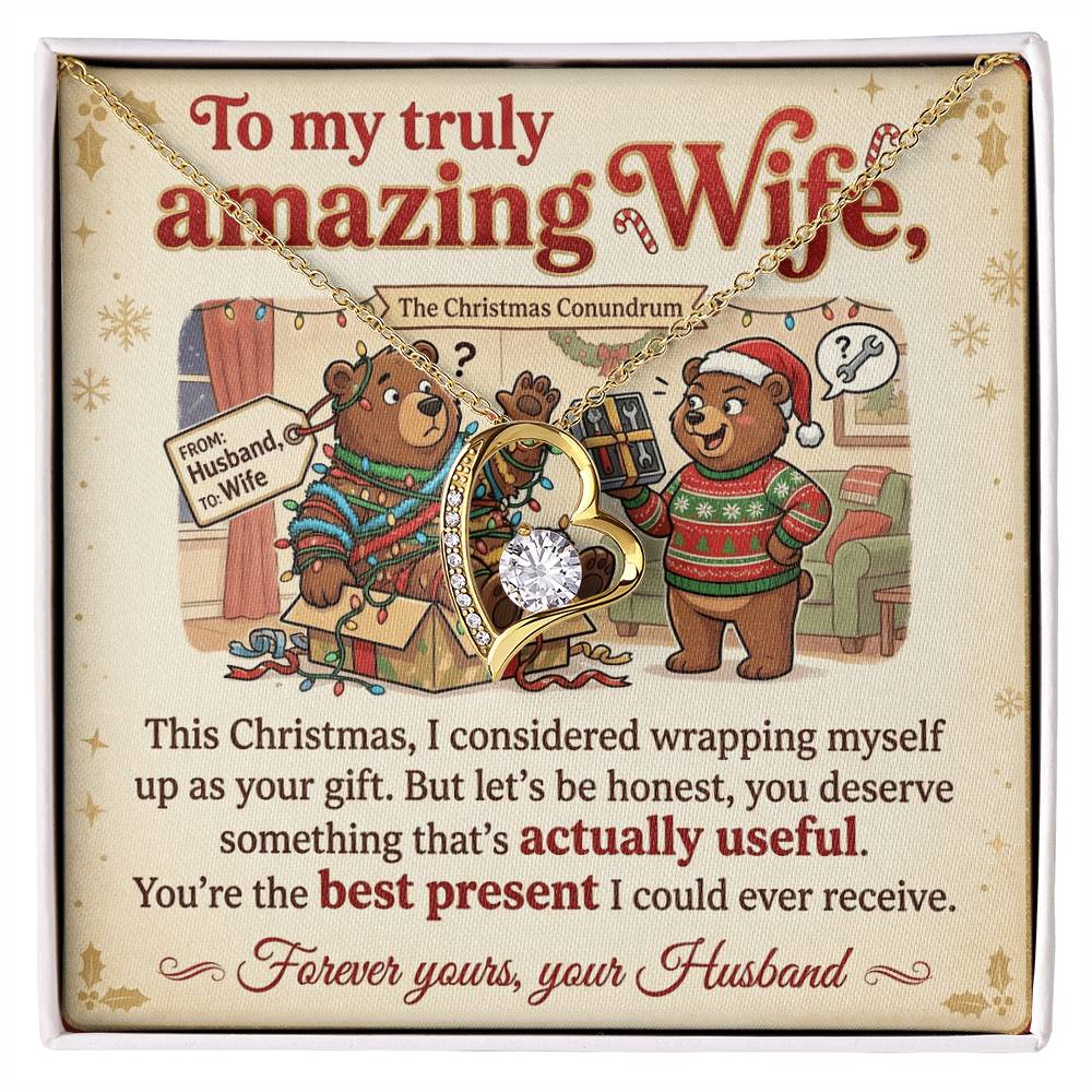 To My Wife Necklace From Husband, Funny Christmas Gift, You're The Best Present, Love Knot Necklace-LKN85554