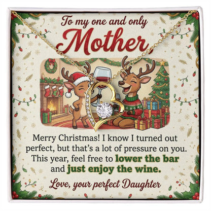 To My Mother Necklace From Daughter, Merry Christmas Gift for Mom, Funny Holiday Gift - Love Knot Necklace-LKN93856