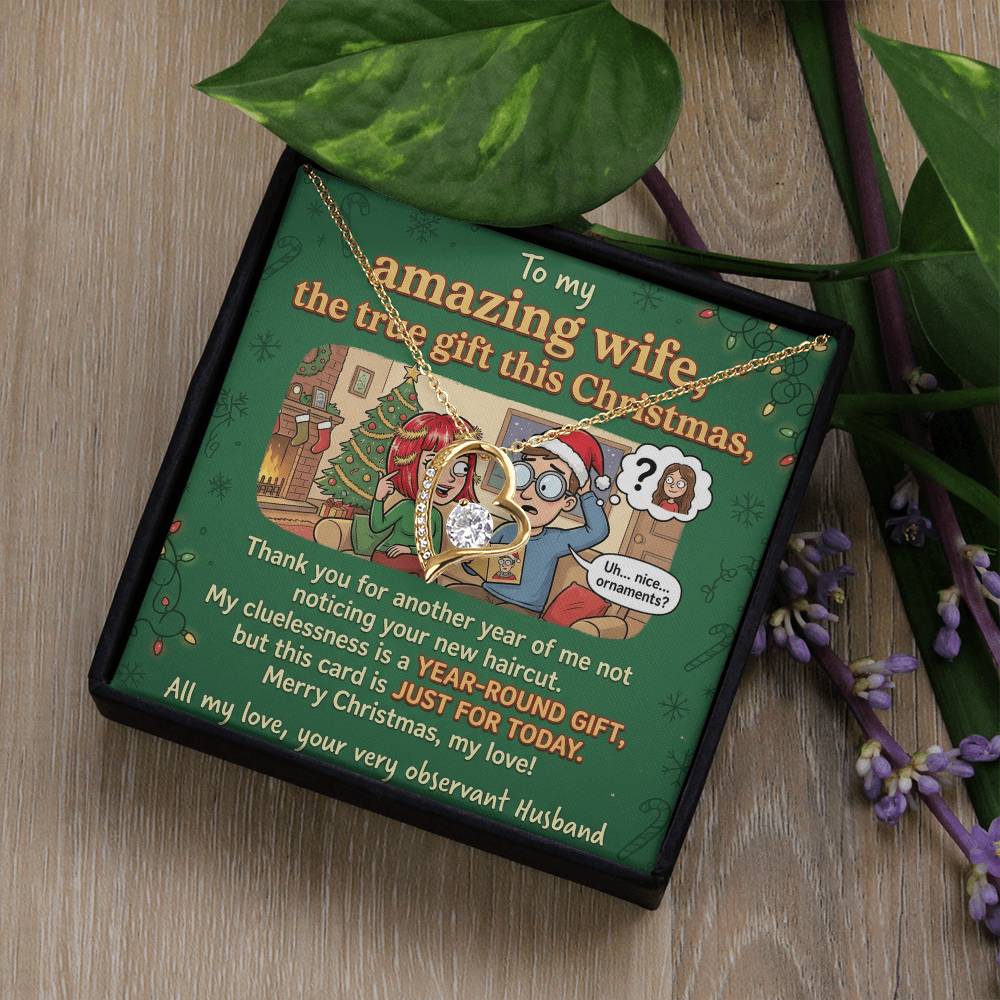 To My Wife Necklace From Husband, Funny Christmas Gift, The True Gift This Christmas, Humorous Wife Gift, Love Knot Necklace-LKN79300