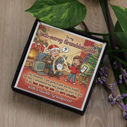 To My Granddaughter Necklace From Grandparent - Funny Christmas Gift, Humorous Tech-Savvy Granddaughter Xmas Present - Love Knot Necklace-LKN45469