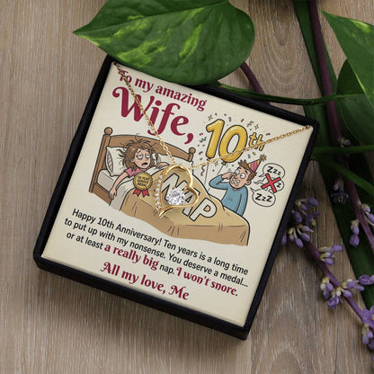 To My Wife Necklace From Husband, Funny 10th Anniversary Gift For Wife - Love Knot Necklace-LKN27220