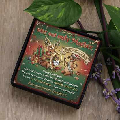 To My Mother Necklace From Daughter, Funny Christmas Gift, Greatest Achievement, Holiday Gift for Mom - Love Knot Necklace-LKN76298