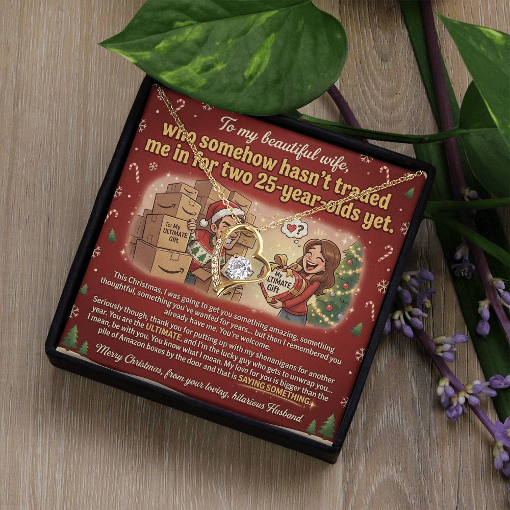 To My Wife Necklace From Husband, Funny Christmas Gift, Wife Birthday Gift, Romantic Anniversary Present - Love Knot Necklace-LKN54175