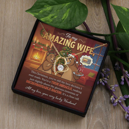 To My Wife Necklace From Husband, Funny Christmas Gift for Her, Holiday Gift, Love Knot Necklace-LKN25037