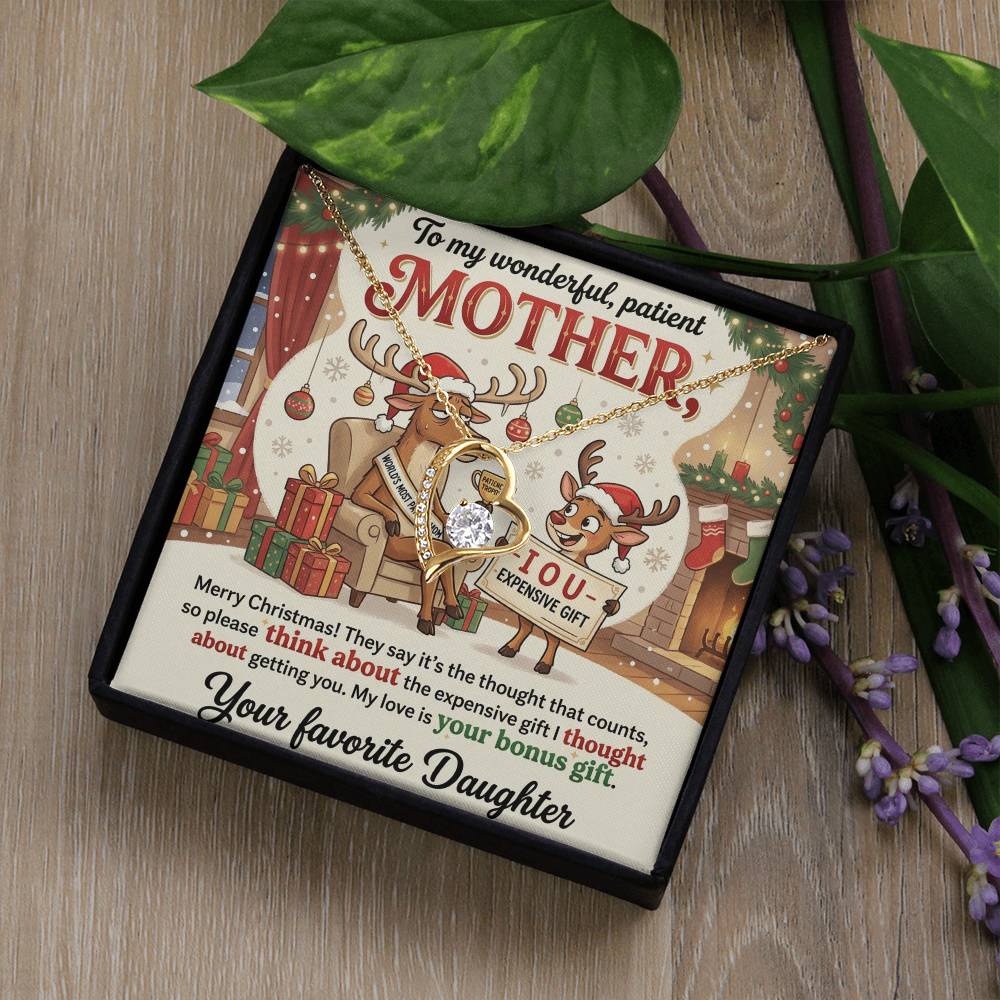 To My Mother Necklace From Daughter, Funny Christmas Gift For Mom, Birthday Present, Mother Daughter Gift, Love Knot Necklace-LKN13045