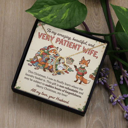 To My Wife Necklace From Husband, Funny Christmas Gift, Humorous Present for Patient Wife, Laundry Joke Gift, Love Knot Necklace-LKN17079