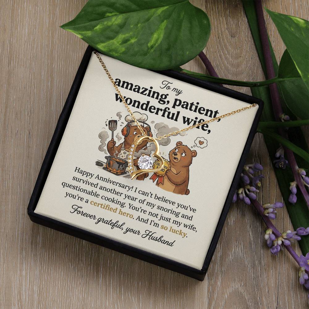 To My Wife Necklace From Husband, Funny Anniversary Gift, Certified Hero Wife Present, Love Knot Necklace-LKN59487