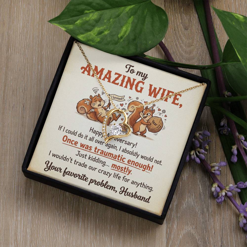 To My Wife Necklace From Husband, Funny Anniversary Gift For Her, Humorous Marriage Present, Love Knot Necklace-LKN60338