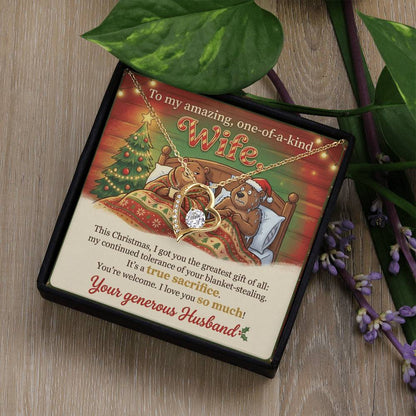 To My Wife Necklace From Husband, Funny Christmas Gift for Her, Holiday Present - Love Knot Necklace-LKN97291