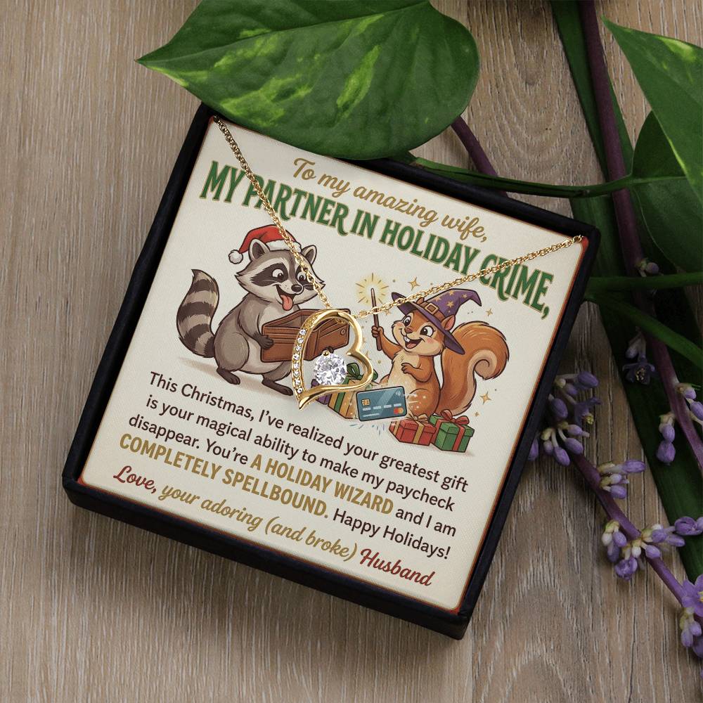 To My Wife Necklace From Husband, Funny Christmas Gift, Partner In Holiday Crime, Love Knot Necklace-LKN99813