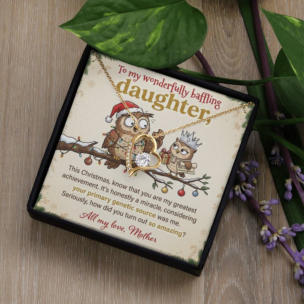 To My Daughter Necklace From Mother, Funny Christmas Gift for an Amazing Daughter, Love Knot Necklace-LKN86018