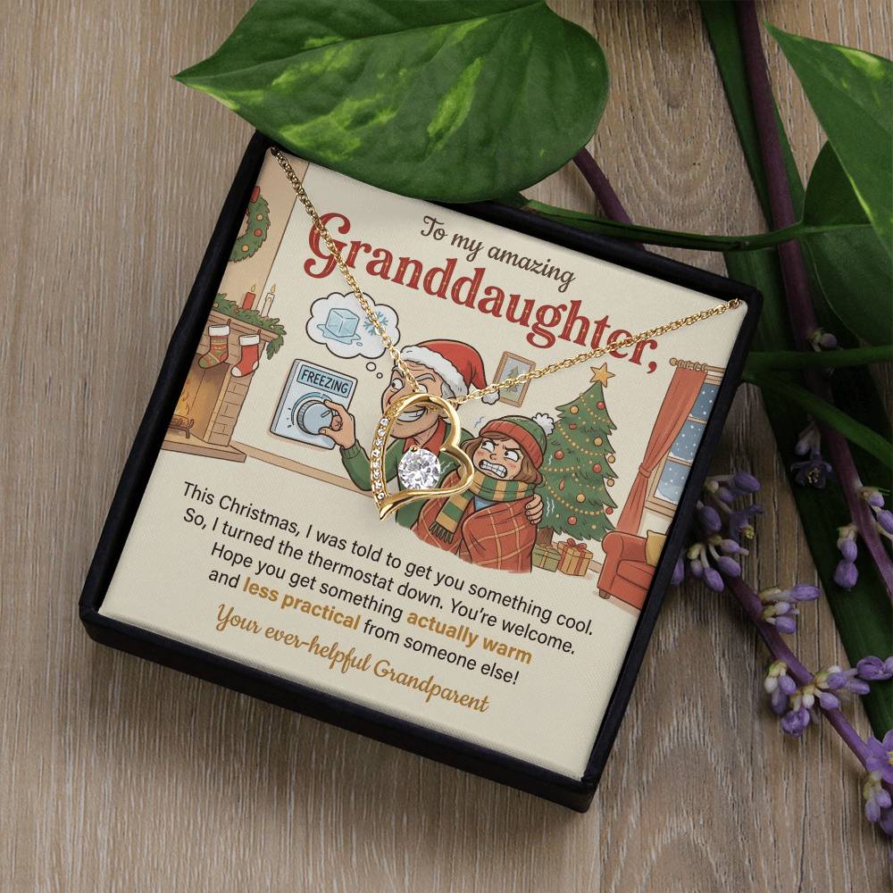 To My Granddaughter Necklace From Grandparent, Funny Christmas Gift, Xmas Present for Granddaughter, Holiday Gift Idea - Love Knot Necklace-LKN60839