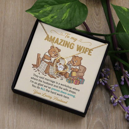 To My Wife Necklace From Husband, Funny Anniversary Gift, Birthday Gift Idea for Her, You Do All The Hard Work, Love Knot Necklace-LKN86738