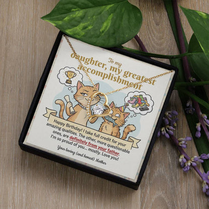 To My Daughter Necklace From Mother, Happy Birthday Gift, Gift For Daughter From Mom, Mother Daughter Present, Love Knot Necklace-LKN54153