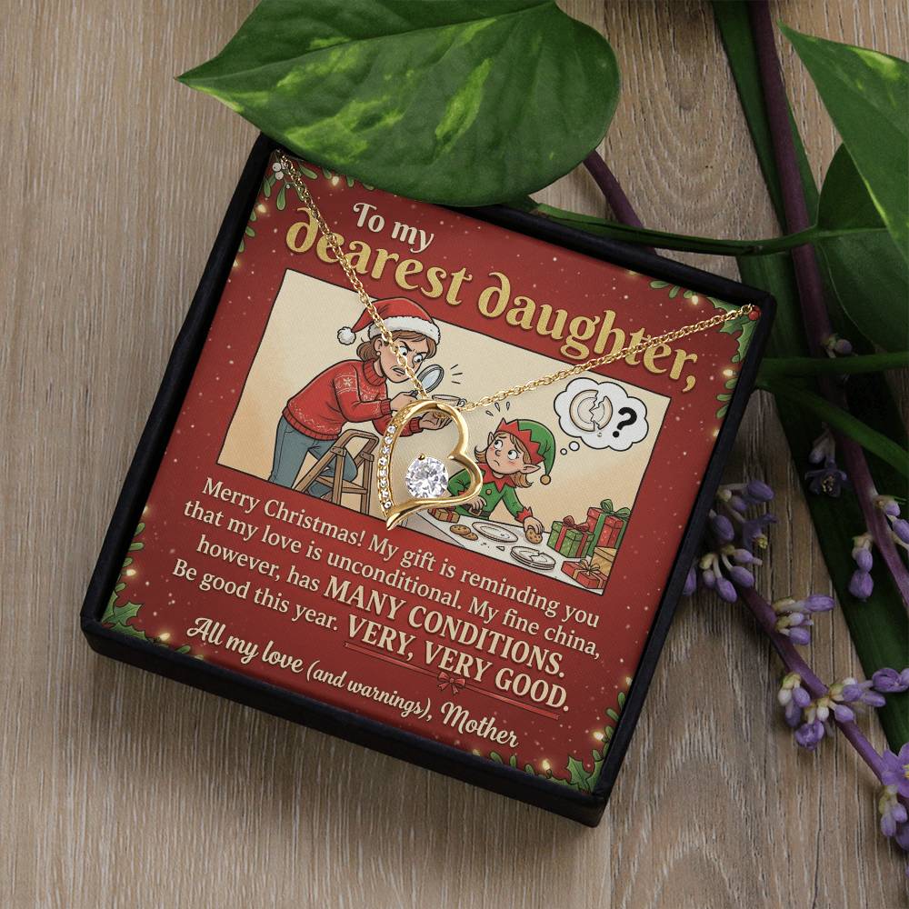 To My Daughter Necklace From Mother, Funny Christmas Gift, Unconditional Love, Holiday Present for Daughter - Love Knot Necklace-LKN99362