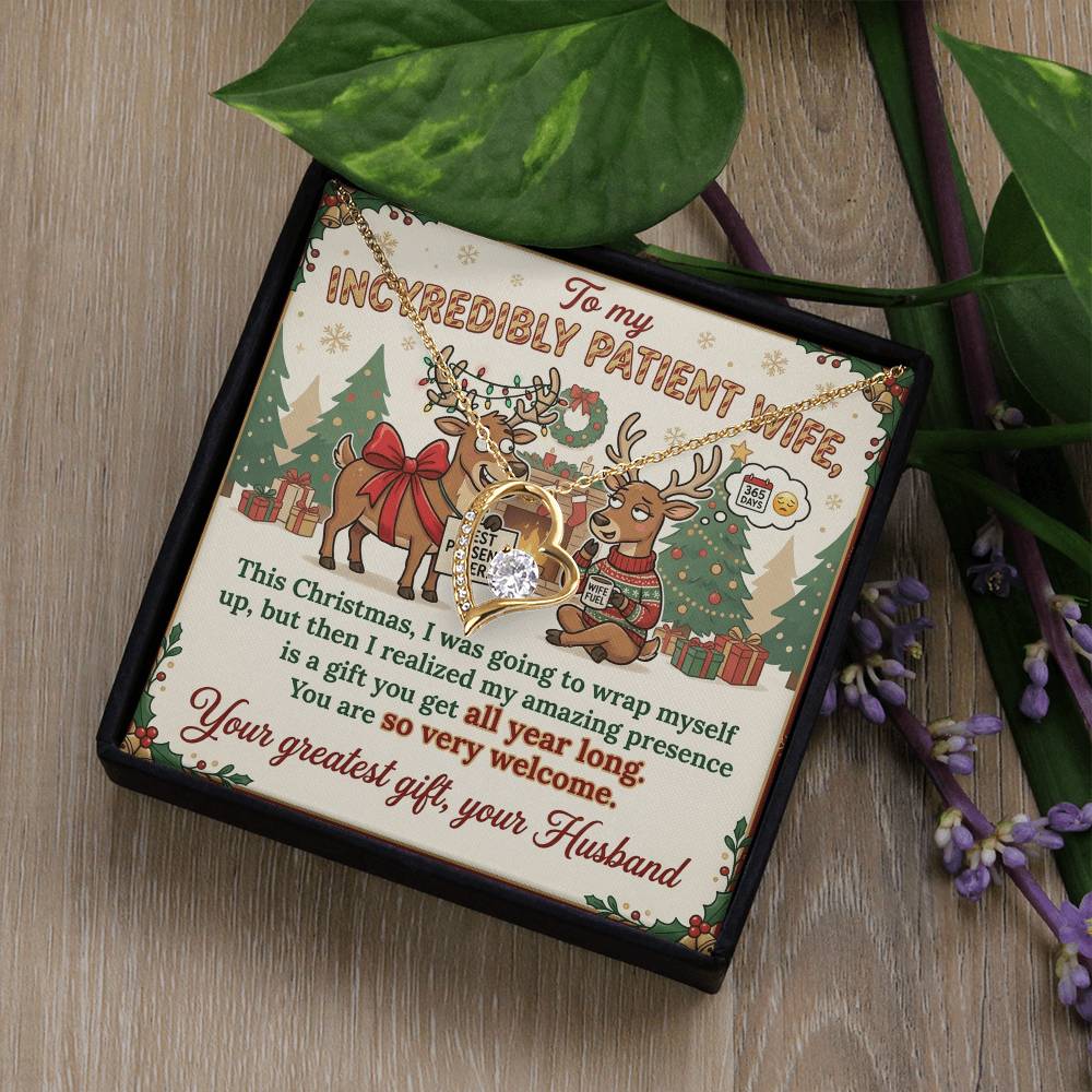 To My Wife Necklace From Husband, Funny Christmas Gift, Humorous Xmas Present for Her, Love Knot Necklace-LKN57871