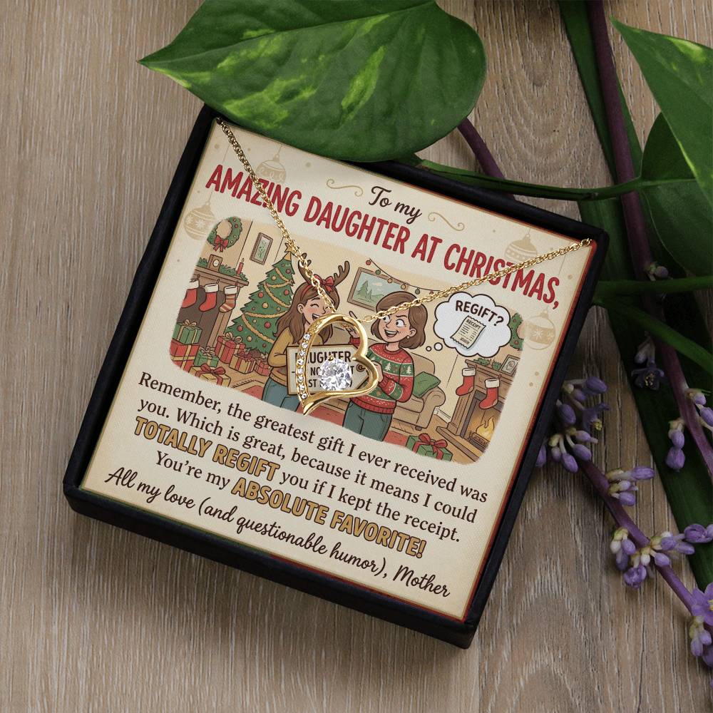 To My Daughter Necklace From Mother, Funny Christmas Gift, Favorite Daughter Gift Idea - Love Knot Necklace-LKN81928