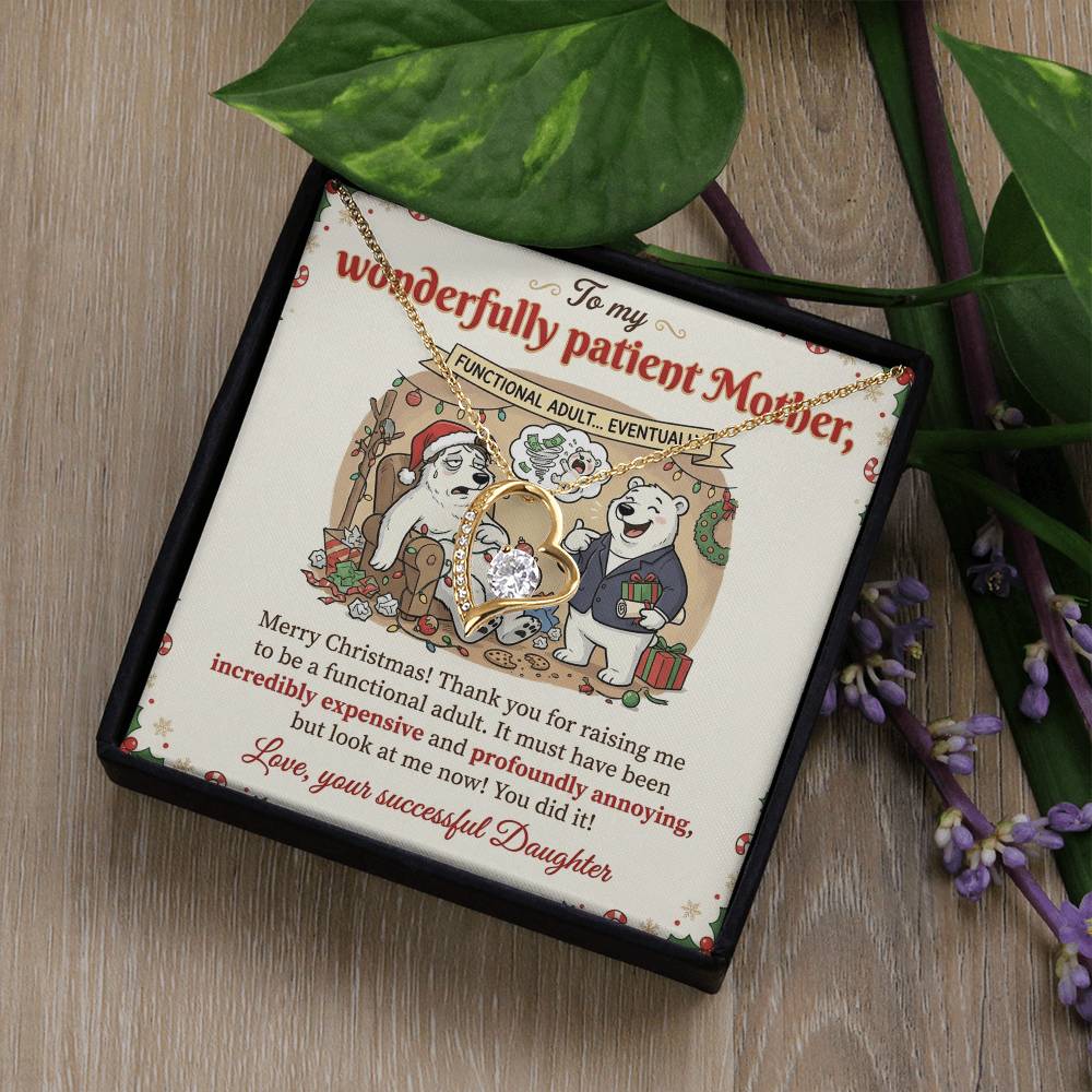 To My Mother Necklace From Daughter, Funny Christmas Gift for Mom, Birthday Gift, Holiday Jewelry Gift for Mother, Love Knot Necklace-LKN39897