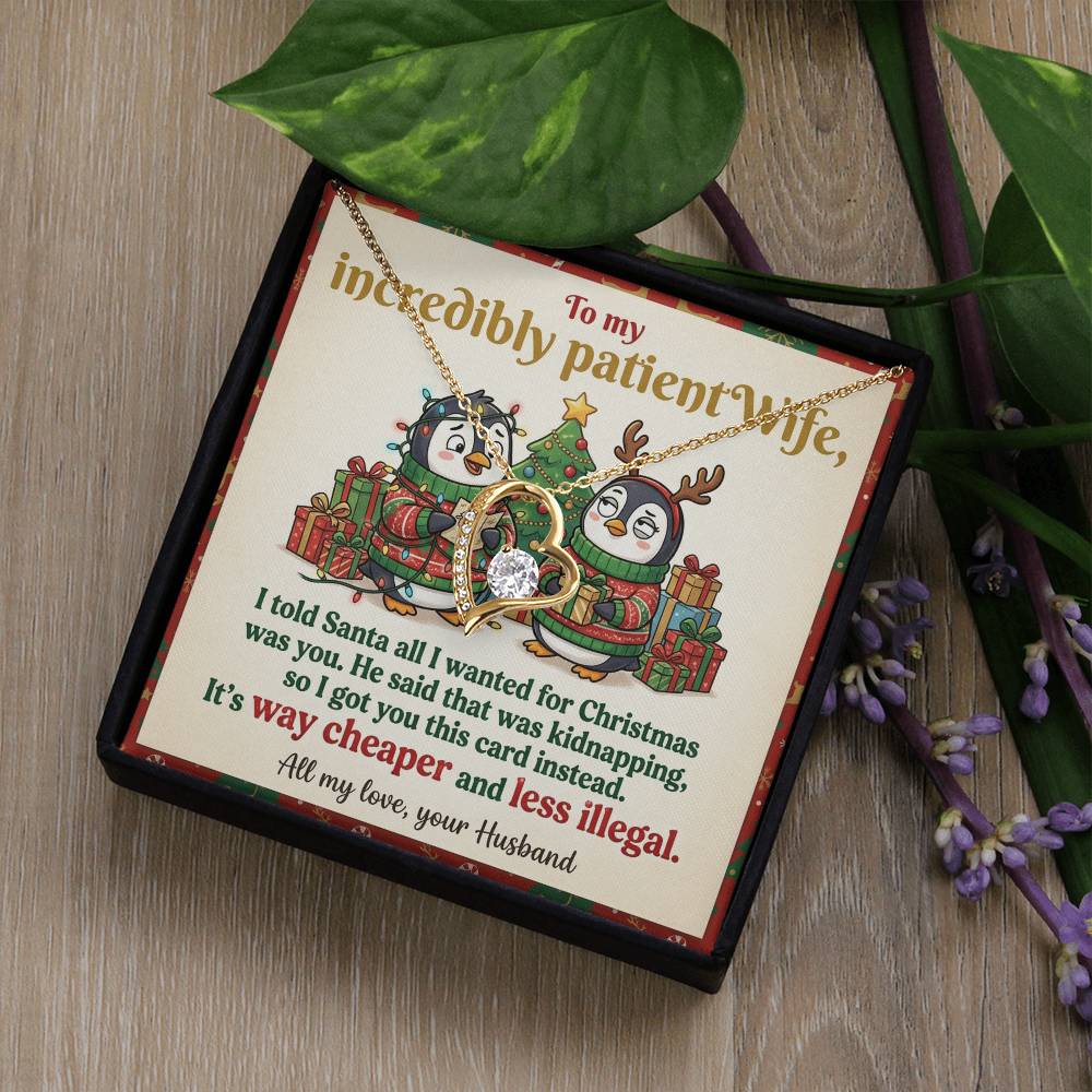 To My Wife Necklace From Husband, Funny Christmas Gift for Her, Romantic Holiday Present, Anniversary Gift - Love Knot Necklace-LKN66194