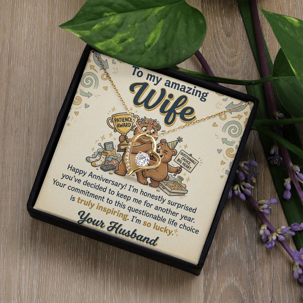 To My Wife Necklace From Husband - Funny Anniversary Gift for Her, Humorous Jewelry Gift from Hubby Love Knot Necklace-LKN44773