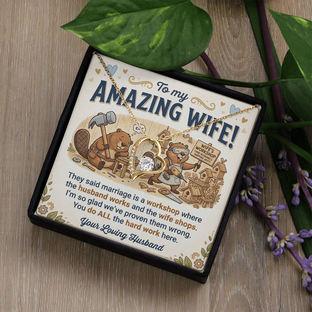 To My Wife Necklace From Husband, Funny Anniversary Gift for Her, Wife Birthday Gift - Love Knot Necklace-LKN49192